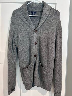 GAP Men's Gray Shawl Collar Button Cardigan